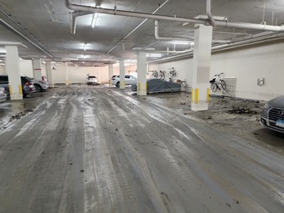 Commercial parking garage before pressure washing — Sarasota FL