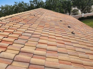 Tile roof clean after soft wash treatment — Sarasota FL