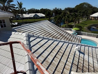 Tile roof before soft wash cleaning — Sarasota FL